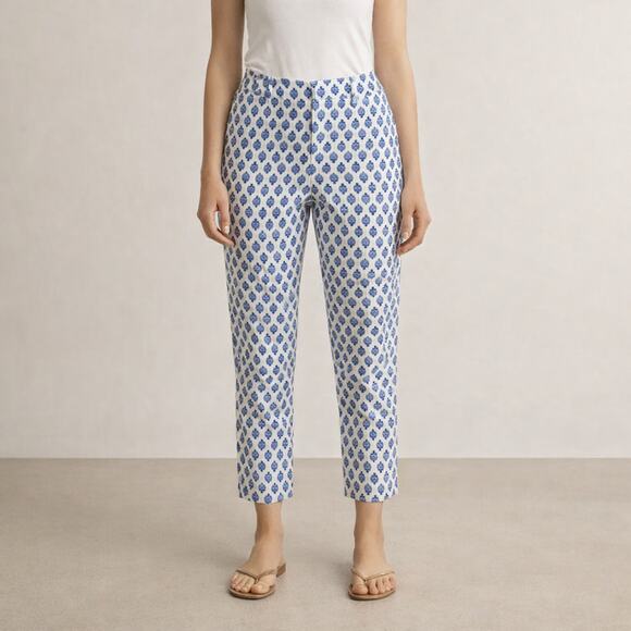 Talbots Pants - Talbots Perfect Skimmer Pants Size 10 Blue White Cotton